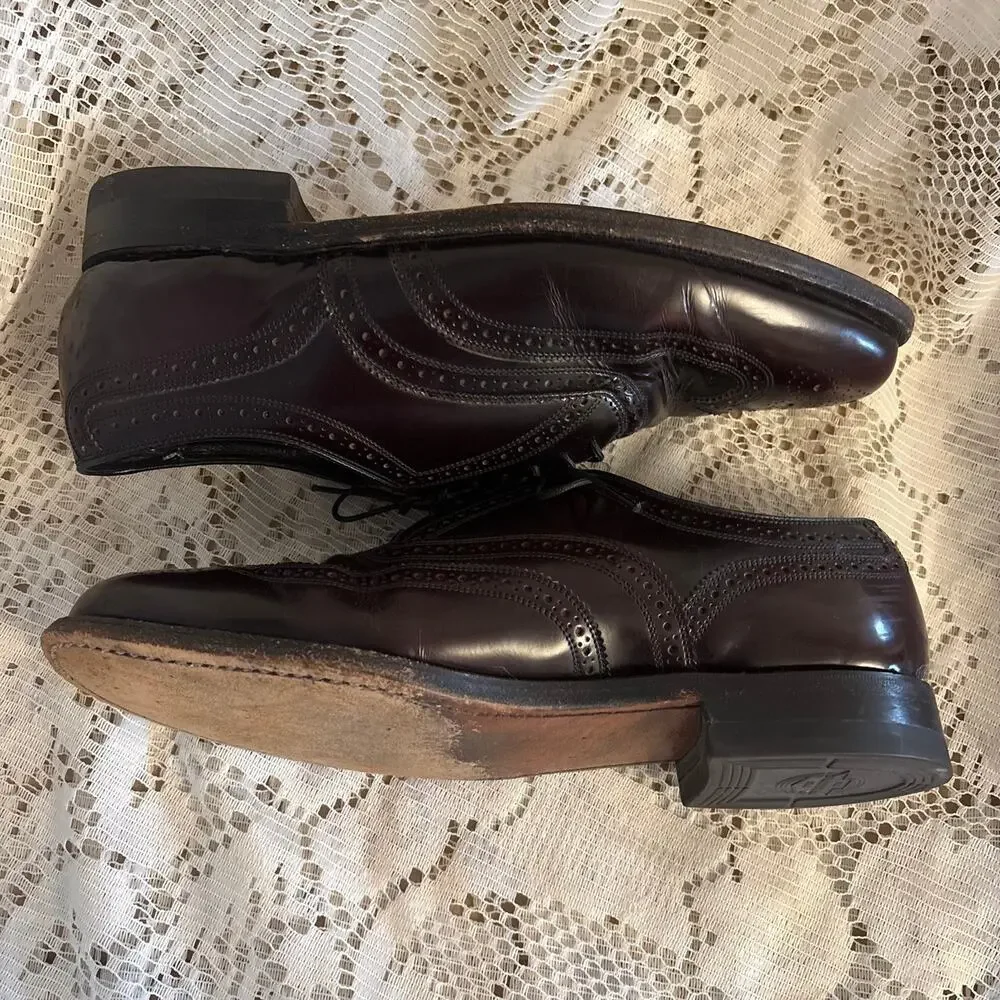 Florsheim Lexington Men's US 11 Burgundy Leather Wingtip Oxford Dress Shoes